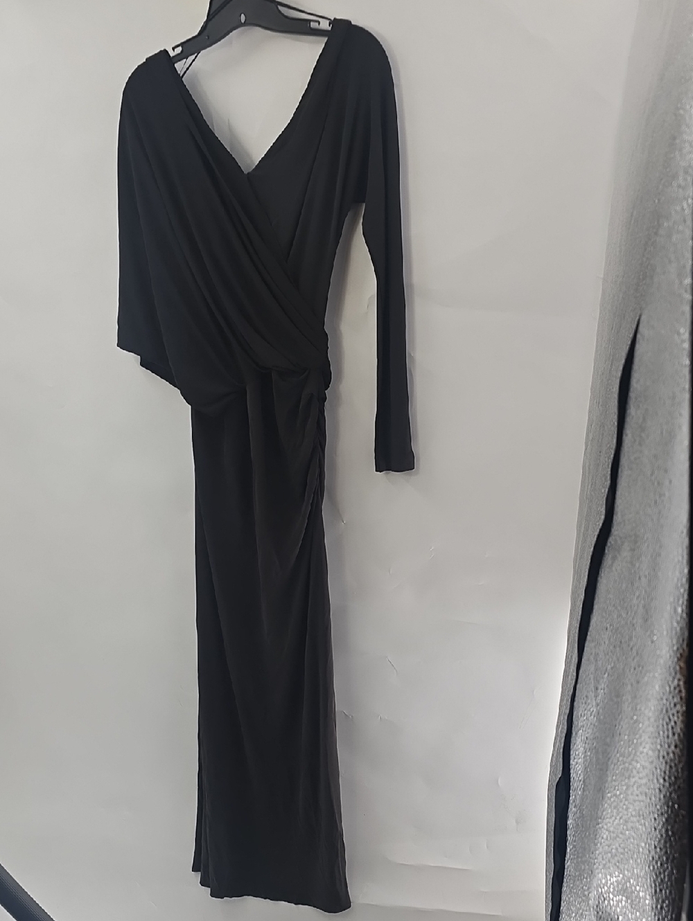 Zara Olive Green One-Shoulder Draped Maxi Dress - Picture 7 of 8